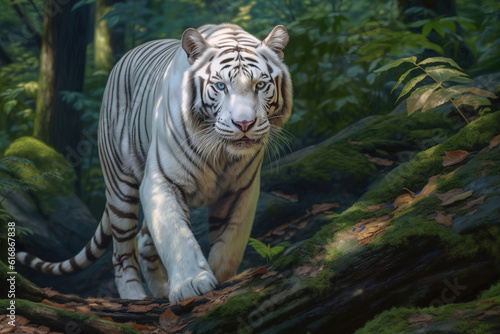 Beautiful White Bengal tiger in the forest © Jeremy