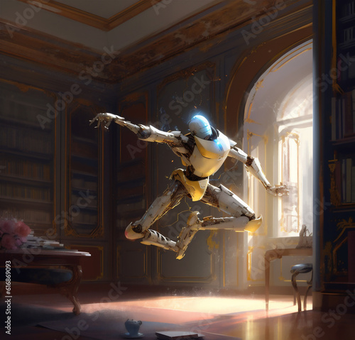 Retro decorated astronaut in cosmic space, retro painting style