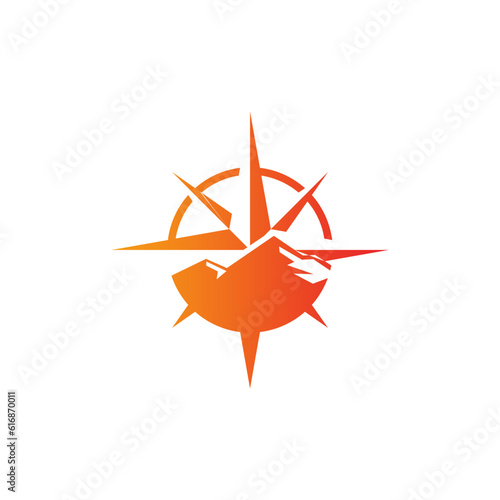 Mountain star direction adventure logo vector image