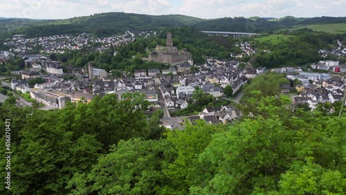 Dillenburg town, recorded from a launching Drone in the wine berg, located in Hesse, Germany photo