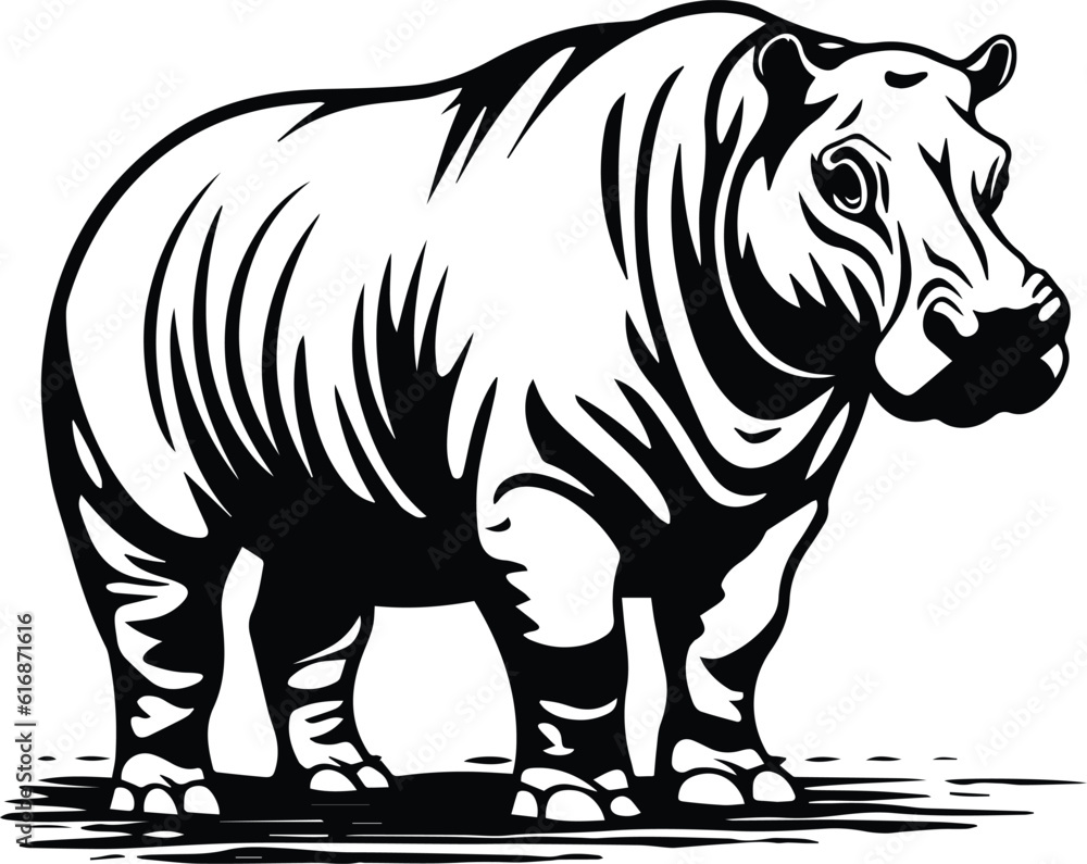 Hippo Logo Monochrome Design Style