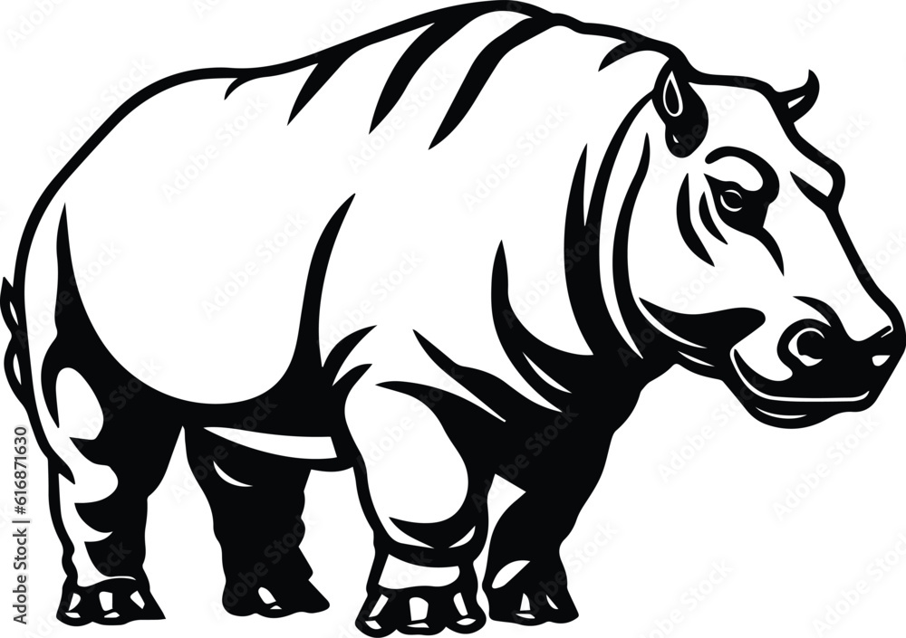Hippo Logo Monochrome Design Style
