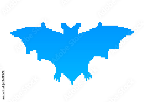 Pixel art blue bat silhouette