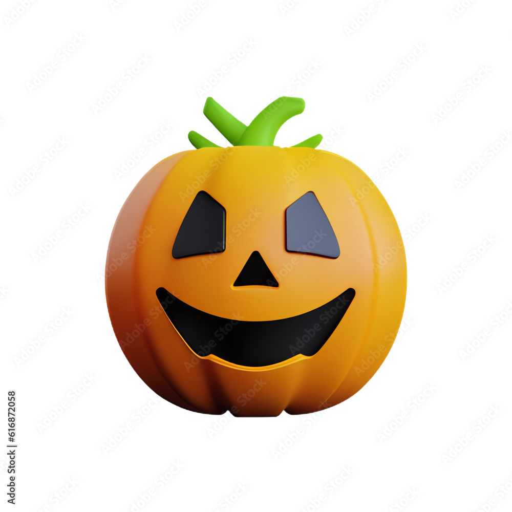 Fototapeta premium pumpkin in halloween theme, 3d render plastic style transparent background - generative ai.