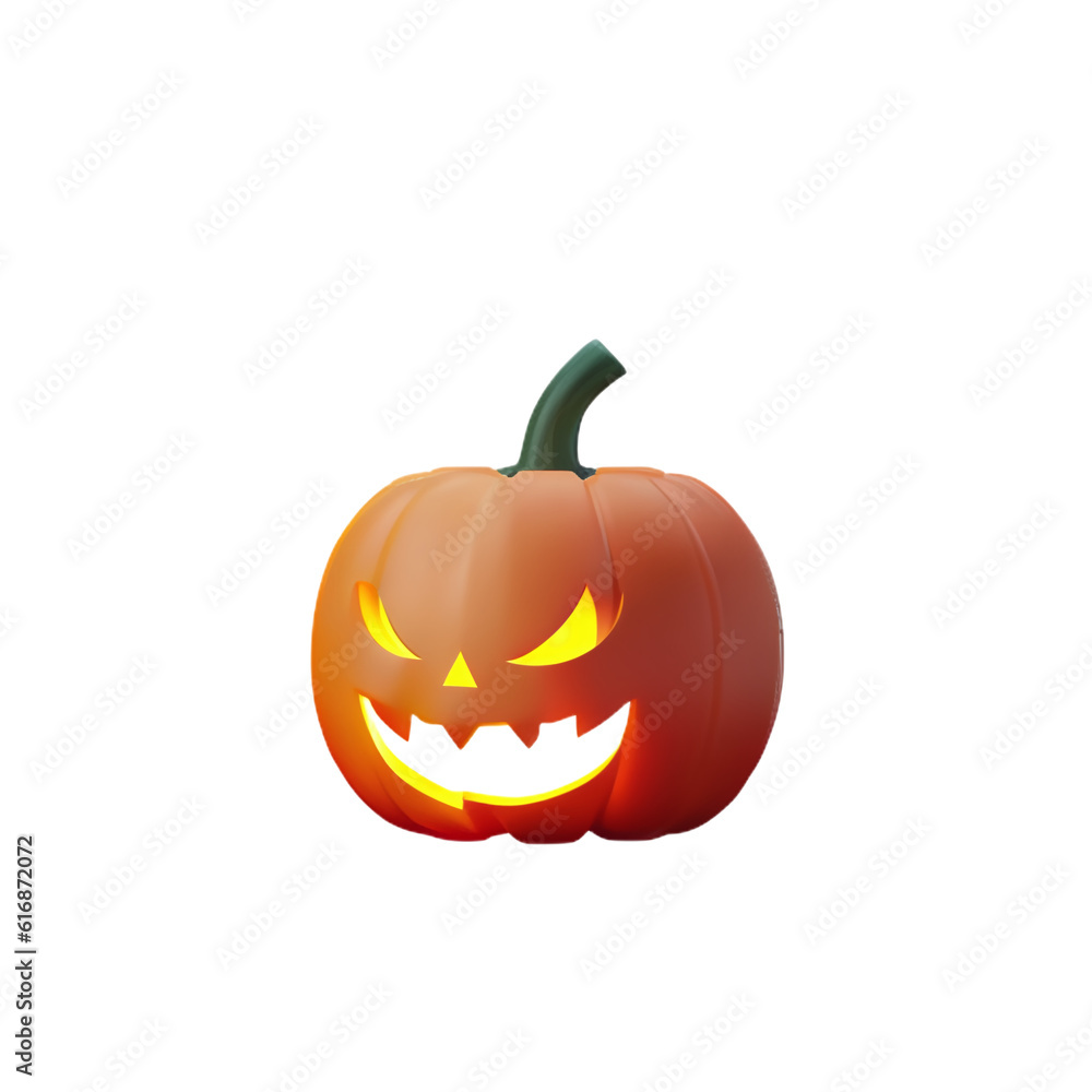 pumpkin in halloween theme, 3d render plastic style transparent background - generative ai. pumpkin in halloween theme, 3d render plastic style transparent background - generative ai.