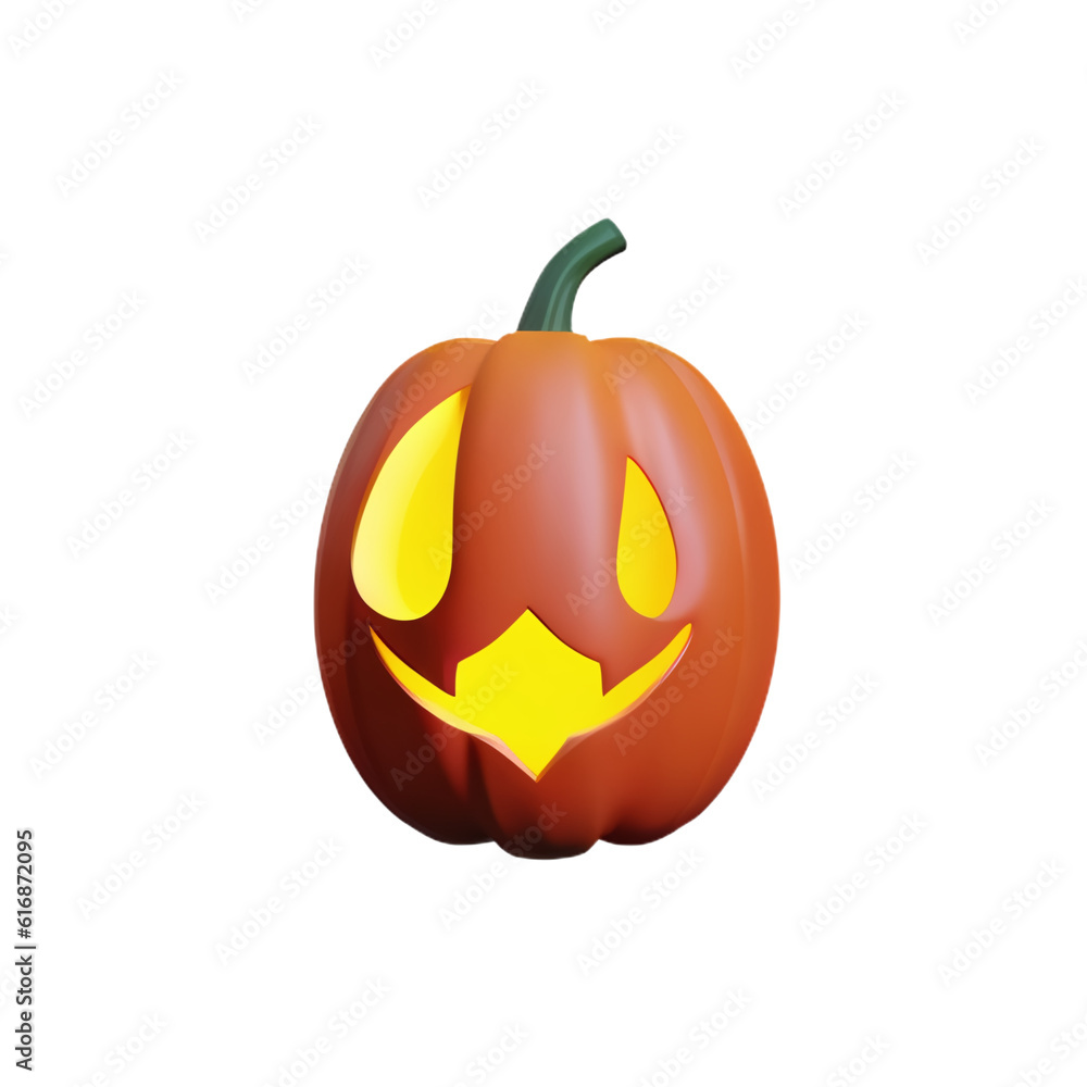 pumpkin in halloween theme, 3d render plastic style - generative ai. pumpkin in halloween theme, 3d render plastic style - generative ai.