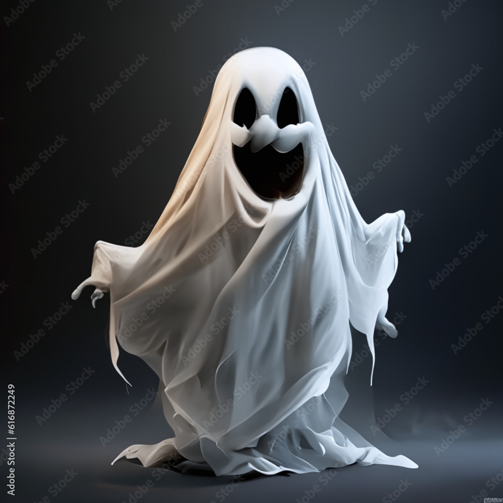 ghost in halloween theme, 3d render plastic style - generative ai.