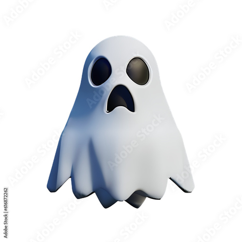 ghost in halloween theme, 3d render plastic style transparen transparent background - generative ai.