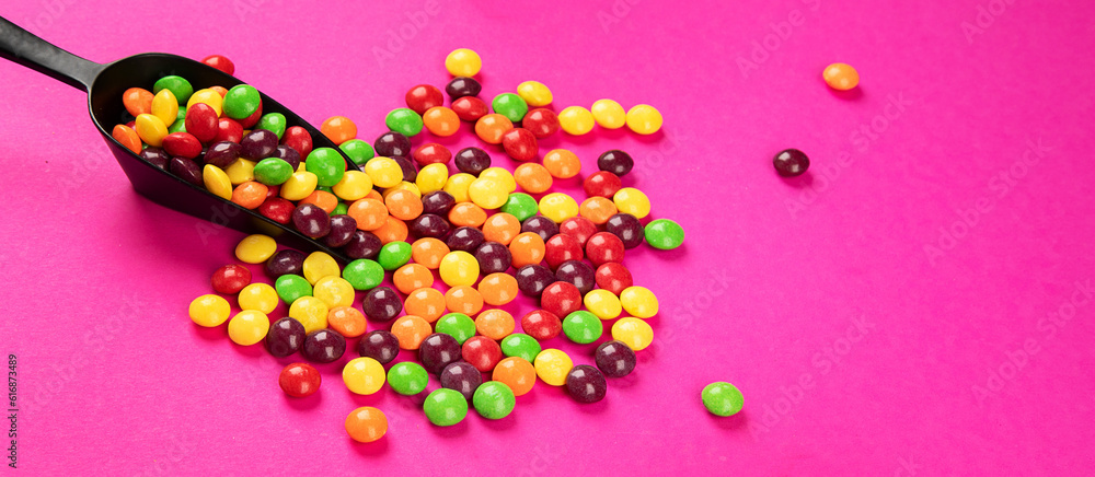 Different colored round candy. Different colored round candy.