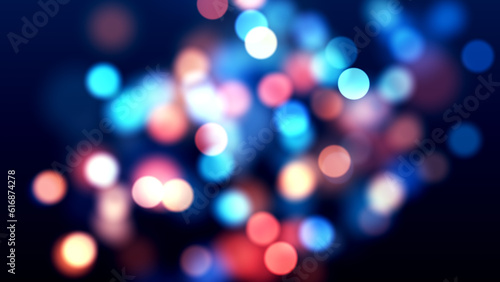 Abstract Beautiful Blue Red Orange Shiny Blurry Focus Circle Bokeh Light Particles Background