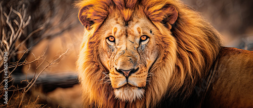 The King of the Jungle in a nature reserve in the African savanna. The lion's roar is great for ecotourism and conservation