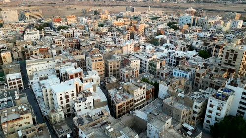 Aerial view Al-Balad historic area of Jeddah city in Saudi Arabia photo