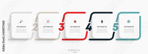Vector Infographic label design template with icons and 5 options or steps. Can be used for process diagram, presentations, workflow layout, banner, flow chart, info graph.