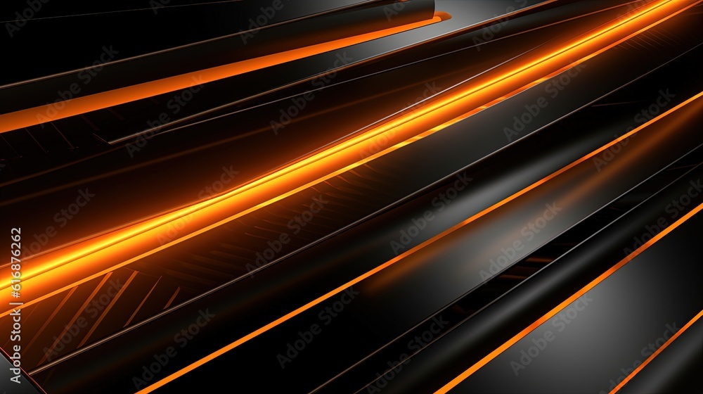 Abstract technology background, black and orange. Generative AI. Abstract technology background, black and orange. Generative AI.