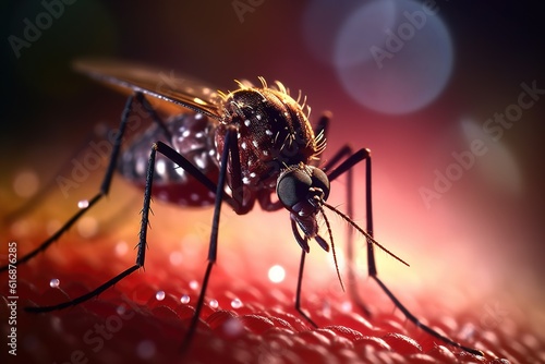 A mosquito eats lunch. Generative AI.