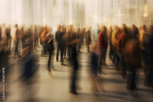 People on the move, motion blur. Generative AI.