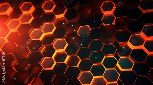 Abstract background with hexagons. Generative AI.