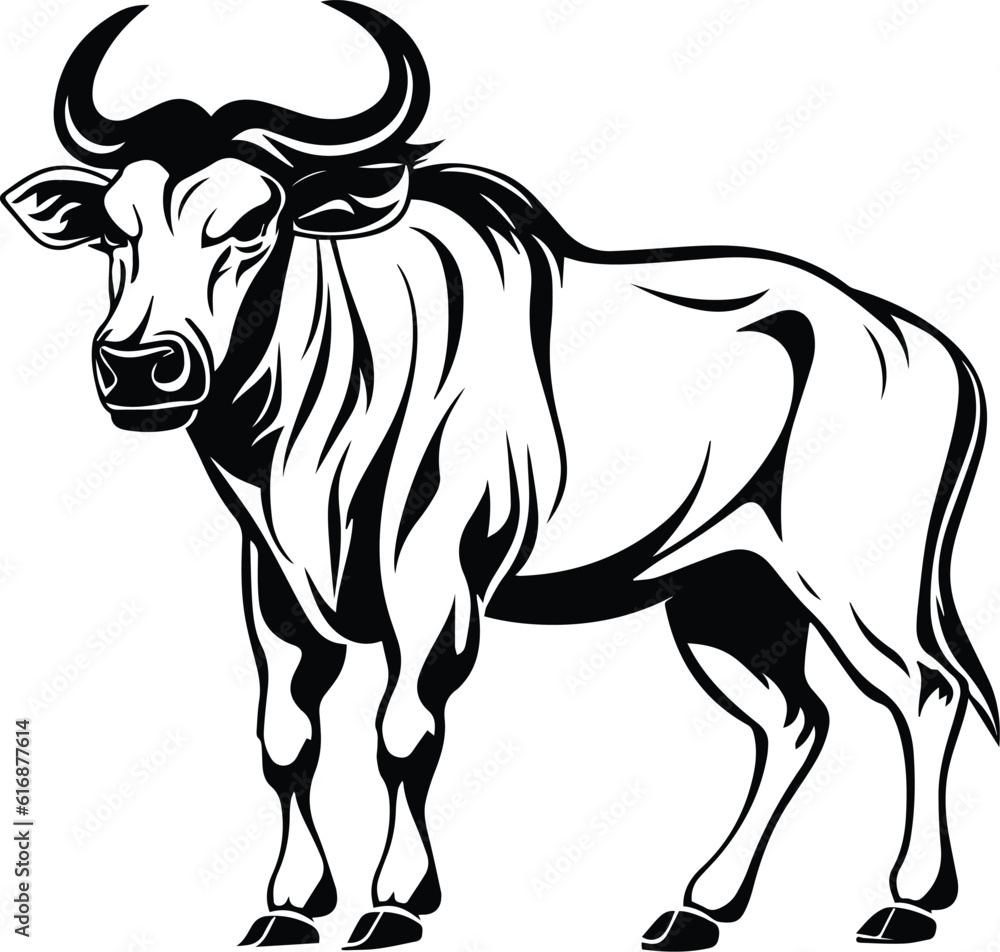 Wildebeest Logo Monochrome Design Style