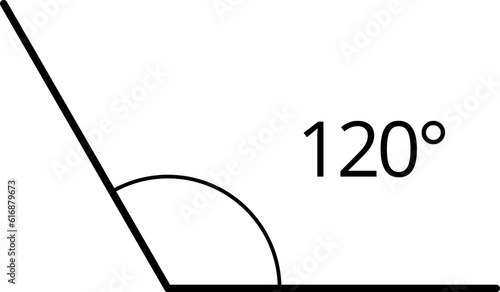 Icons from different angles. 120 degrees. Geometric symbol, mathematical elements. Vector illustration