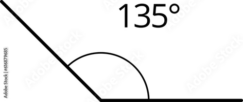 Icons from different angles. 135 degrees. Geometric symbol, mathematical elements. Vector illustration