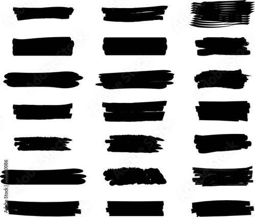 Highlighter line black marker strokes lines vector. Black watercolor hand drawn highlight set. Marker pen highlight strokes.