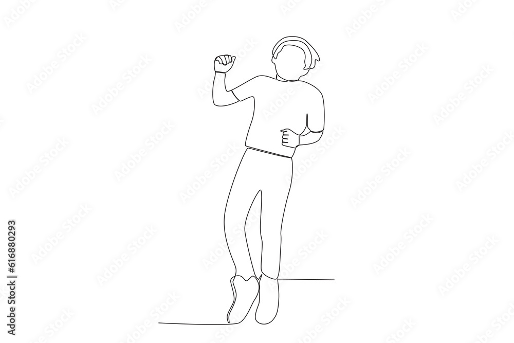 Vector sketch continuous line drawing child boy children day happy jump celebration Vector sketch continuous line drawing child boy children day happy jump celebration