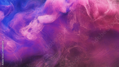 Paint water. Color smoke cloud. Abstract background. Underwater splash. Vibrant pink blue glowing explosion vapor wave art texture.