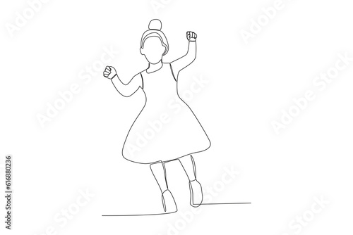 Vector a girl playing dance oneline drwaing simple
 photo