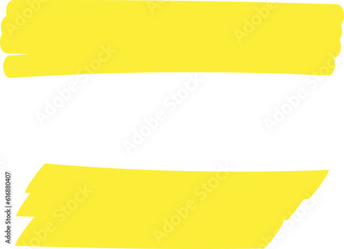 Highlighter line yellow marker strokes lines vector. Yellow watercolor hand drawn highlight set. Marker pen highlight strokes.