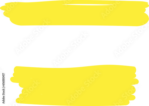 Highlighter line yellow marker strokes lines vector. Yellow watercolor hand drawn highlight set. Marker pen highlight strokes.