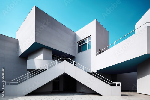 Geometry of modern arhitecture, perspective of modern glass and concrete building. AI generated © xartproduction
