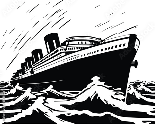 Sinking Ship Logo Monochrome Design Style