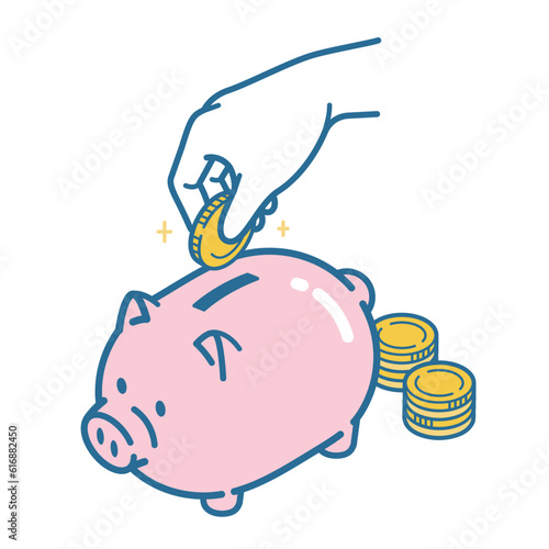 Illustration of saving money in a piggy bank