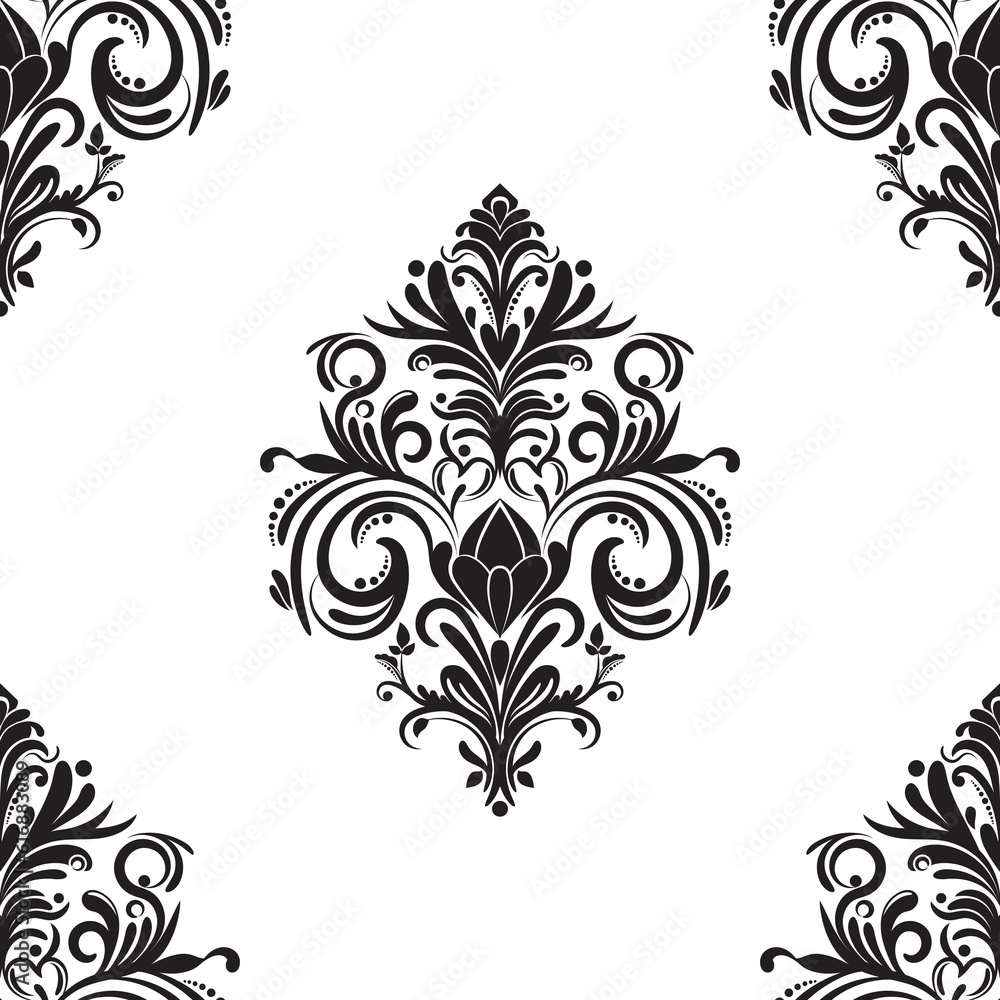 Damask floral motif tile pattern. Luxury wallpaper texture ornament decor. Baroque Textile, fabric, tiles. Isolated on Transparent background. Damask floral motif tile pattern. Luxury wallpaper texture ornament decor. Baroque Textile, fabric, tiles. Isolated on Transparent background.
