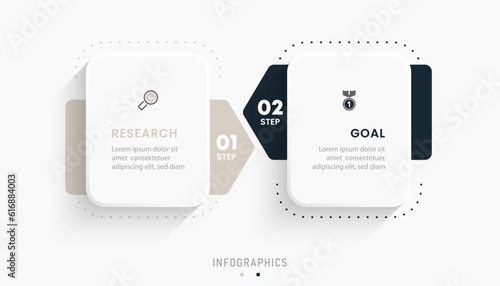 Vector Infographic label design template with icons and 2 options or steps. Can be used for process diagram, presentations, workflow layout, banner, flow chart, info graph.