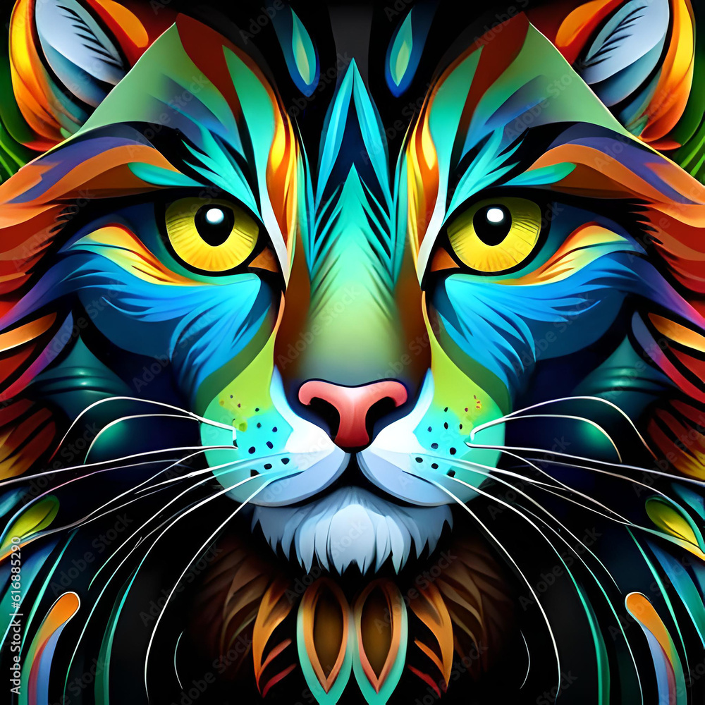 lion head illustration colorfull