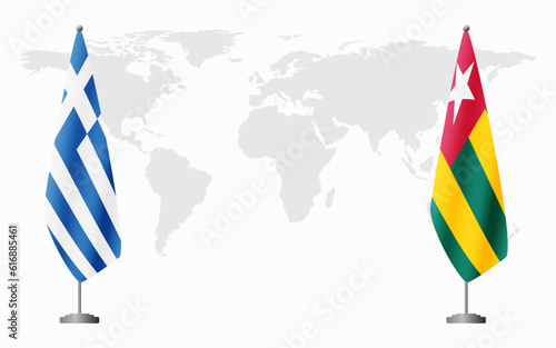 Greece and Togo flags for official meeting