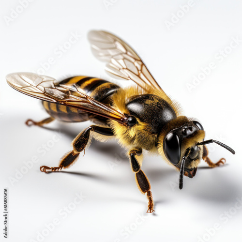 Bee isolated on the white. macro of a living insect.ai generative © tope007