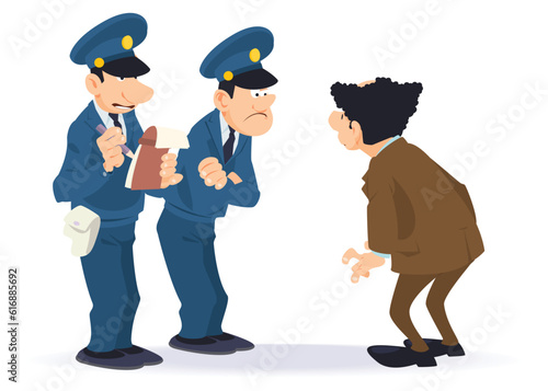 Cop and intruder. Illustration for internet and mobile website.