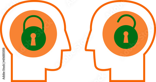 Think growth mindset different fixed mindset icon design