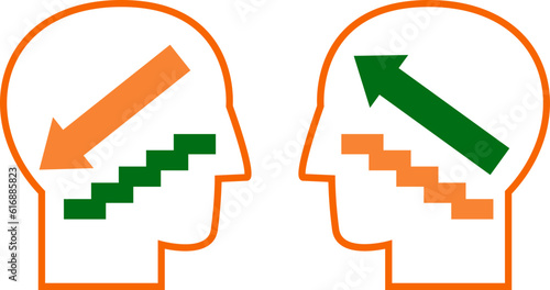 Think growth mindset different fixed mindset icon design