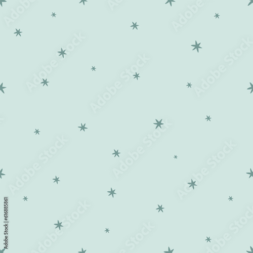 Vector seamless pattern with mint stars. This collection is perfect for creating book and notepad covers, art prints, postcards, stickers, posters, collages, branding.