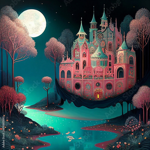 Illustration effect of fantasy castle picture