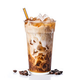 Iced coffee on a white background, isolated. Generative AI
