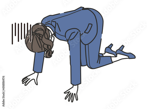 落ち込むオフィスカジュアルコーデの女性