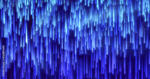 Abstract blue energy glowing lines raining down futuristic hi-tech background