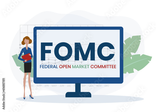 Flat design. fomc - federal open market committee acronym. business concept background. Vector illustration for website banner, marketing materials, business presentation