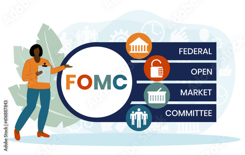 Flat design. fomc - federal open market committee acronym. business concept background. Vector illustration for website banner, marketing materials, business presentation