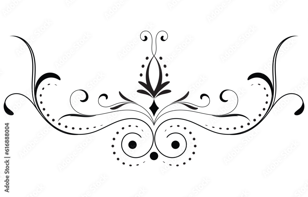 Fototapeta premium Flower border decorative design element Wedding banners, frames, labels, black lines on white.