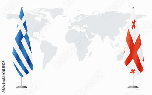 Greece and Georgia flags for official meeting